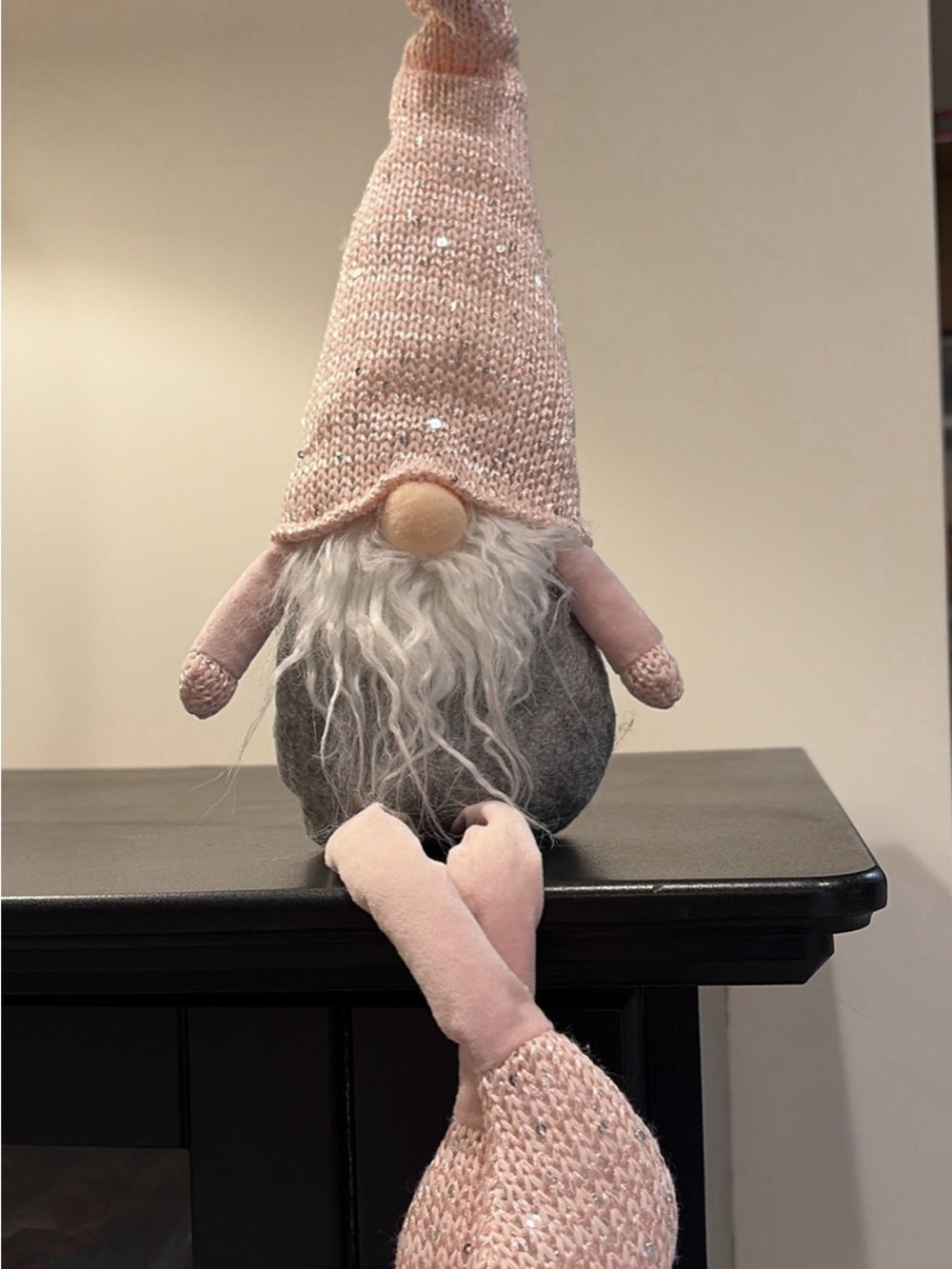Plush Pink Knit Gnome Home Accent